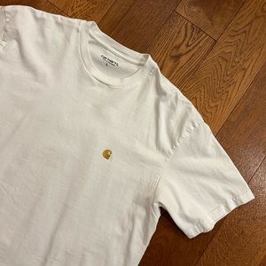 Carhartt WIP Large White t-shirt embroidered gold logo